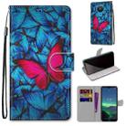 For Nokia 1.4 Coloured Drawing Cross Texture Horizontal Flip PU Leather Case with Holder & Card Slots & Wallet & Lanyard(Blue Red Butterfly) - 1