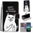 For Nokia 1.4 Coloured Drawing Cross Texture Horizontal Flip PU Leather Case with Holder & Card Slots & Wallet & Lanyard(Middle Finger White Cat) - 1