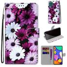 For Samsung Galaxy F62 / M62 Coloured Drawing Cross Texture Horizontal Flip PU Leather Case with Holder & Card Slots & Wallet & Lanyard(Chrysanthemum Pink White Purple) - 1