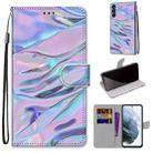 For Samsung Galaxy S21 FE Coloured Drawing Cross Texture Horizontal Flip PU Leather Case with Holder & Card Slots & Wallet & Lanyard(Fluorescent Water Texture) - 1