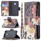 For Nokia C1 Plus Colored Drawing Pattern Zipper Horizontal Flip Leather Case with Holder & Card Slots & Wallet(Flower Elephants) - 1