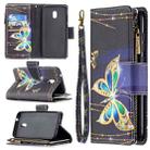 For Nokia C1 Plus Colored Drawing Pattern Zipper Horizontal Flip Leather Case with Holder & Card Slots & Wallet(Big Butterfly) - 1