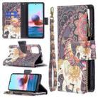 For Xiaomi Redmi Note 10 4G Colored Drawing Pattern Zipper Horizontal Flip Leather Case with Holder & Card Slots & Wallet(Flower Elephants) - 1