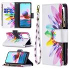 For Xiaomi Redmi Note 10 4G Colored Drawing Pattern Zipper Horizontal Flip Leather Case with Holder & Card Slots & Wallet(Sun Flower) - 1