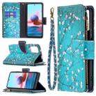 For Xiaomi Redmi Note 10 4G Colored Drawing Pattern Zipper Horizontal Flip Leather Case with Holder & Card Slots & Wallet(Plum Blossom) - 1