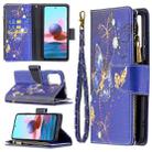 For Xiaomi Redmi Note 10 4G Colored Drawing Pattern Zipper Horizontal Flip Leather Case with Holder & Card Slots & Wallet(Purple Butterfly) - 1