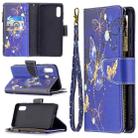 For Samsung Galaxy A02 Colored Drawing Pattern Zipper Horizontal Flip Leather Case with Holder & Card Slots & Wallet(Purple Butterfly) - 1