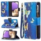 For Samsung Galaxy A32 4G Colored Drawing Pattern Zipper Horizontal Flip Leather Case with Holder & Card Slots & Wallet(Gold Butterfly) - 1