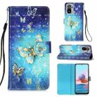 For Xiaomi Redmi Note 10S / Note 10 4G 3D Painting Horizontal Flip Leather Case with Holder & Card Slot & Wallet & Lanyard(Gold Butterfy) - 1