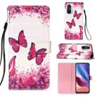 For Xiaomi Mi 11i / Poco F3 / Redmi K40 / K40 Pro 3D Painting Horizontal Flip Leather Case with Holder & Card Slot & Wallet & Lanyard(Rose Red Butterfly) - 1