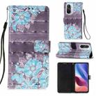 For Xiaomi Mi 11i / Poco F3 / Redmi K40 / K40 Pro 3D Painting Horizontal Flip Leather Case with Holder & Card Slot & Wallet & Lanyard(Blue Flower) - 1
