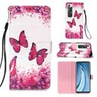 For Xiaomi Mi 10S 3D Painting Horizontal Flip Leather Case with Holder & Card Slot & Wallet & Lanyard(Rose Red Butterfly) - 1