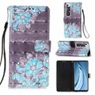 For Xiaomi Mi 10S 3D Painting Horizontal Flip Leather Case with Holder & Card Slot & Wallet & Lanyard(Blue Flower) - 1