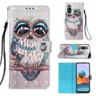 For Xiaomi Redmi Note 10 Pro / Note 10 Pro Max 3D Painting Horizontal Flip Leather Case with Holder & Card Slot & Wallet & Lanyard(Owl) - 1