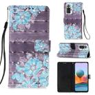 For Xiaomi Redmi Note 10 Pro / Note 10 Pro Max 3D Painting Horizontal Flip Leather Case with Holder & Card Slot & Wallet & Lanyard(Blue Flower) - 1