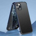 For iPhone 11 Pro SULADA Luxury 3D Carbon Fiber Textured Shockproof Metal + TPU Frame Case (Sea Blue) - 1