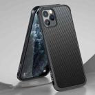 SULADA Luxury 3D Carbon Fiber Textured Shockproof Metal + TPU Frame Case For iPhone 11 Pro(Black) - 1