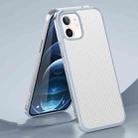 For iPhone 12 mini SULADA Luxury 3D Carbon Fiber Textured Shockproof Metal + TPU Frame Case (Silver) - 1