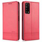 For Huawei P smart 2021 AZNS Magnetic Calf Texture Horizontal Flip Leather Case with Card Slots & Holder & Wallet(Red) - 1