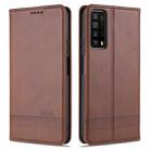 For Huawei P smart 2021 AZNS Magnetic Calf Texture Horizontal Flip Leather Case with Card Slots & Holder & Wallet(Dark Brown) - 1