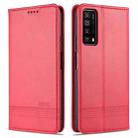 For Huawei  Y7a AZNS Magnetic Calf Texture Horizontal Flip Leather Case with Card Slots & Holder & Wallet(Red) - 1