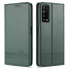 For Huawei  Y7a AZNS Magnetic Calf Texture Horizontal Flip Leather Case with Card Slots & Holder & Wallet(Dark Green) - 1