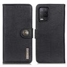 For Realme 9 5G / Realme 8 5G / Realme V13 5G KHAZNEH Cowhide Texture Horizontal Flip Leather Case(Black) - 1