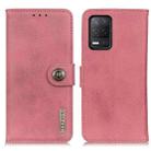 For Realme 9 5G / Realme 8 5G / Realme V13 5G KHAZNEH Cowhide Texture Horizontal Flip Leather Case(Pink) - 1