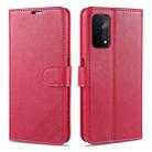 For OPPO A74 5G AZNS Sheepskin Texture Horizontal Flip Leather Case with Holder & Card Slots & Wallet(Red) - 1