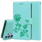 For Samsung Galaxy A32 4G Rose Embossed Horizontal Flip PU Leather Case with Holder & Card Slots & Wallet(Green) - 1