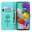 For Samsung Galaxy A52 5G / 4G Rose Embossed Horizontal Flip PU Leather Case with Holder & Card Slots & Wallet(Green) - 4