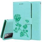 For Samsung Galaxy A72 5G / 4G Rose Embossed Horizontal Flip PU Leather Case with Holder & Card Slots & Wallet(Green) - 1