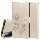 For Samsung Galaxy A72 5G / 4G Rose Embossed Horizontal Flip PU Leather Case with Holder & Card Slots & Wallet(Gold) - 1