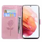 For Samsung Galaxy S21 Ultra 5G Rose Embossed Horizontal Flip PU Leather Case with Holder & Card Slots & Wallet(Rose Gold) - 4