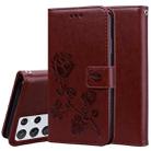 For Samsung Galaxy S21 Ultra 5G Rose Embossed Horizontal Flip PU Leather Case with Holder & Card Slots & Wallet(Brown) - 1