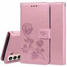 For Samsung Galaxy S21+ 5G Rose Embossed Horizontal Flip PU Leather Case with Holder & Card Slots & Wallet(Rose Gold) - 1