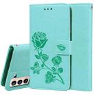 For Samsung Galaxy S21+ 5G Rose Embossed Horizontal Flip PU Leather Case with Holder & Card Slots & Wallet(Green) - 1