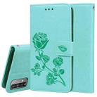 For Xiaomi Redmi 9T Rose Embossed Horizontal Flip PU Leather Case with Holder & Card Slots & Wallet(Green) - 1