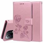 For Xiaomi Mi 11 Lite Rose Embossed Horizontal Flip PU Leather Case with Holder & Card Slots & Wallet(Rose Gold) - 1