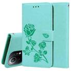 For Xiaomi Mi 11 Lite Rose Embossed Horizontal Flip PU Leather Case with Holder & Card Slots & Wallet(Green) - 1