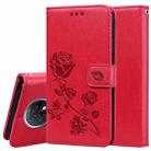 For Xiaomi Redmi Note 9T 5G Rose Embossed Horizontal Flip PU Leather Case with Holder & Card Slots & Wallet(Red) - 1