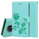 For Xiaomi Redmi Note 9T 5G Rose Embossed Horizontal Flip PU Leather Case with Holder & Card Slots & Wallet(Green) - 1