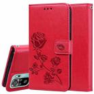 For Xiaomi Redmi Note 10 Rose Embossed Horizontal Flip PU Leather Case with Holder & Card Slots & Wallet(Red) - 1
