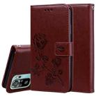 For Xiaomi Redmi Note 10 Rose Embossed Horizontal Flip PU Leather Case with Holder & Card Slots & Wallet(Brown) - 1