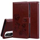 For Xiaomi Redmi K40 / K40 Pro Rose Embossed Horizontal Flip PU Leather Case with Holder & Card Slots & Wallet(Brown) - 1