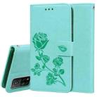 For Xiaomi Mi 10T Pro 5G Rose Embossed Horizontal Flip PU Leather Case with Holder & Card Slots & Wallet(Green) - 1