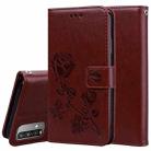 For Xiaomi Poco M3 Rose Embossed Horizontal Flip PU Leather Case with Holder & Card Slots & Wallet(Brown) - 1