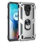 For Motorola Moto E7 Shockproof TPU + PC Protective Case with 360 Degree Rotating Holder(Silver) - 1