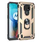 For Motorola Moto E7 Shockproof TPU + PC Protective Case with 360 Degree Rotating Holder(Gold) - 1