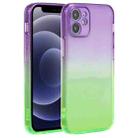 For iPhone 12 mini Straight Edge Gradient Color TPU Protective Case (Purple Green) - 1